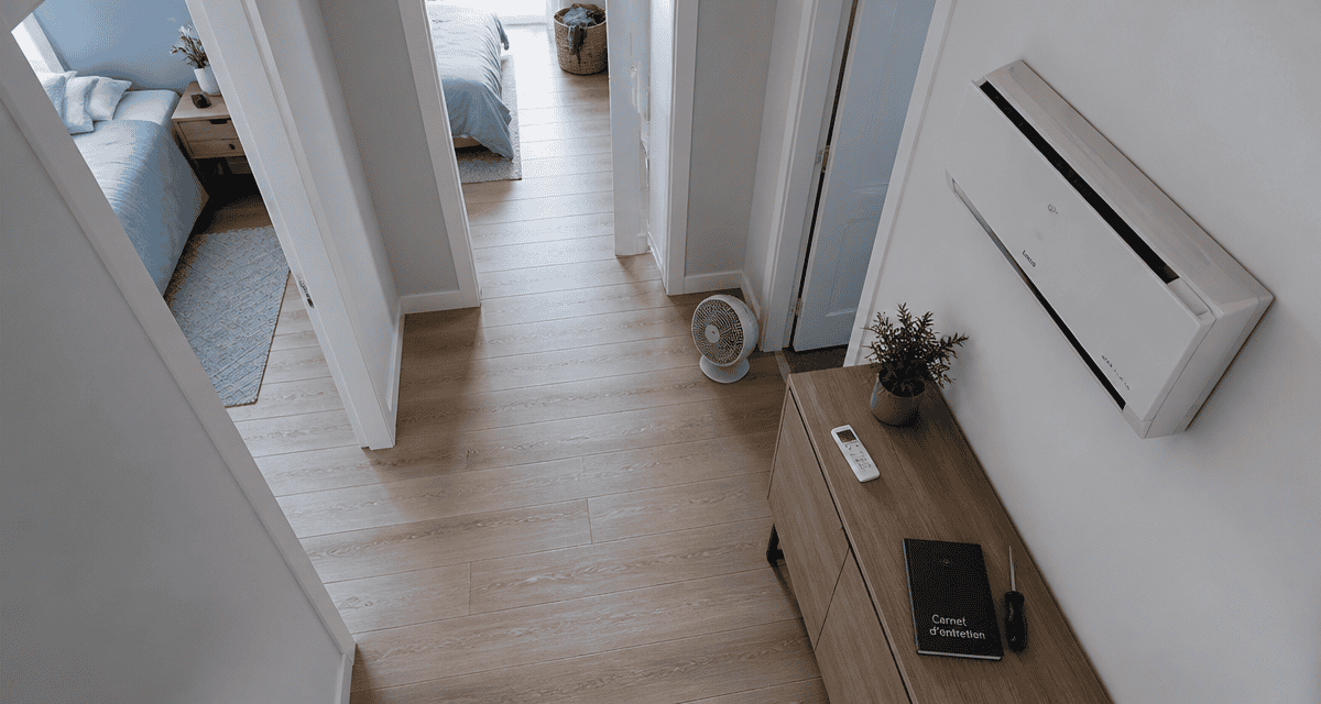 Clim dans couloir pour refroidir les chambres, vue d'ensemble moderne