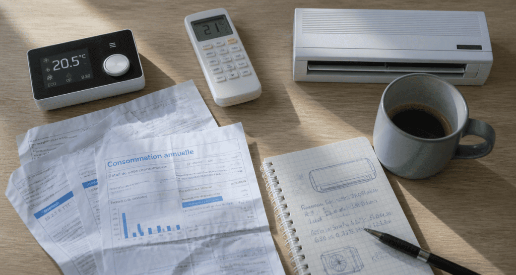 consommation electrique climatiseur reversible sur table