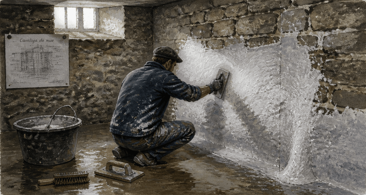 cuvelage mur sous-sol application enduit
