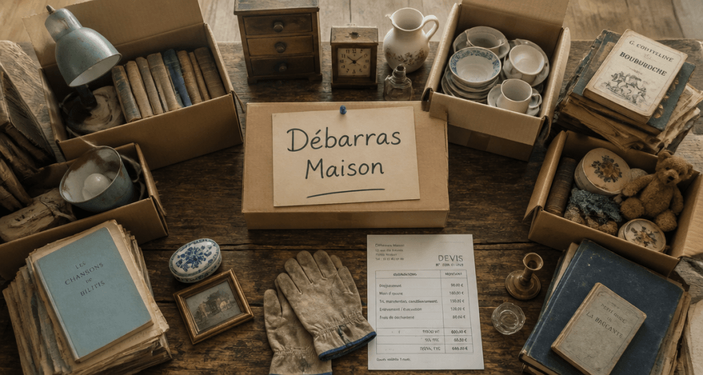 debarras maison table cartons objets devis