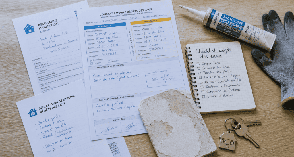 dégât des eaux joint défectueux assurance checklist