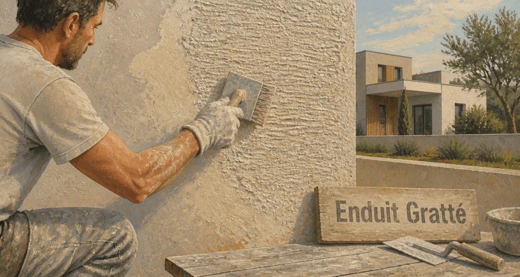 enduit gratte sur façade maison moderne