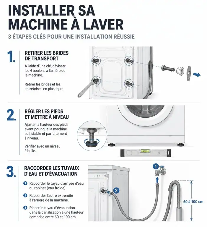 Étapes clés pour installer une machine à laver en toute sécurité