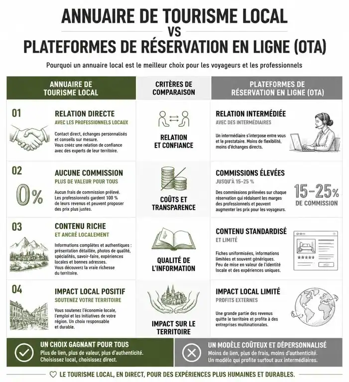 Comparatif entre annuaire de tourisme et plateforme de réservation pour préparer son voyage
