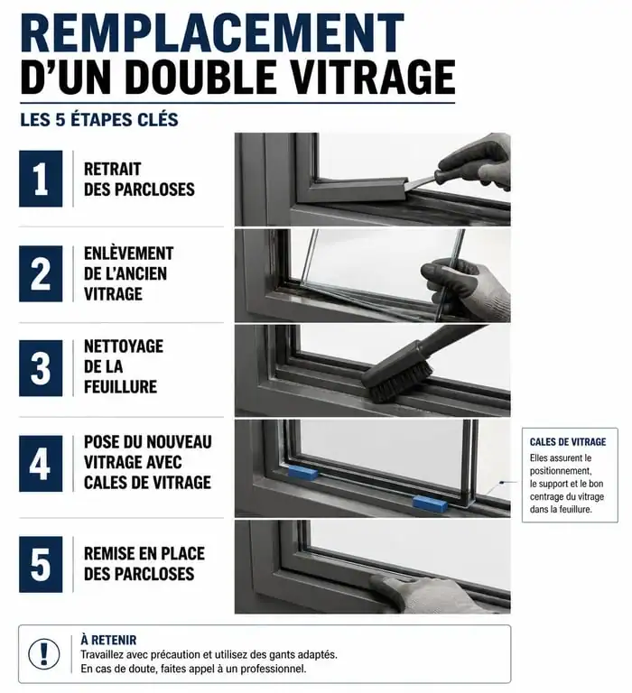 Étapes pour changer un double vitrage : guide visuel du processus de remplacement