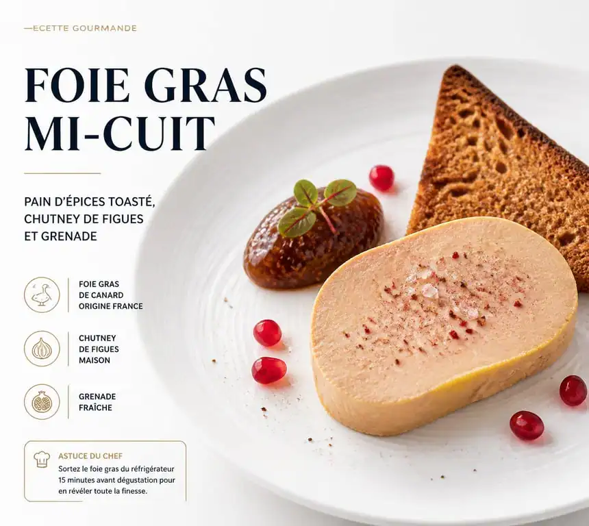 Assiette de foie gras mi-cuit avec accompagnements pour une dégustation festive