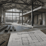 Hangar aménagé en maison avec mezzanine et baies vitrées