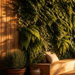 idee pour cacher un mur exterieur avec bardage bois et plantes