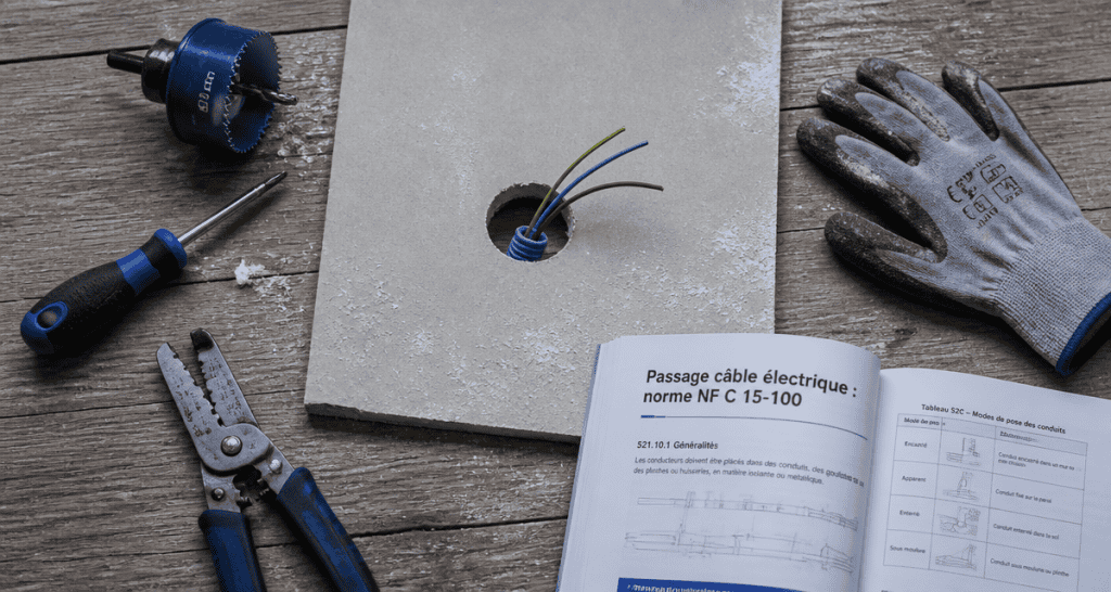 passage câble électrique dans cloison placo norme, outils et gaines