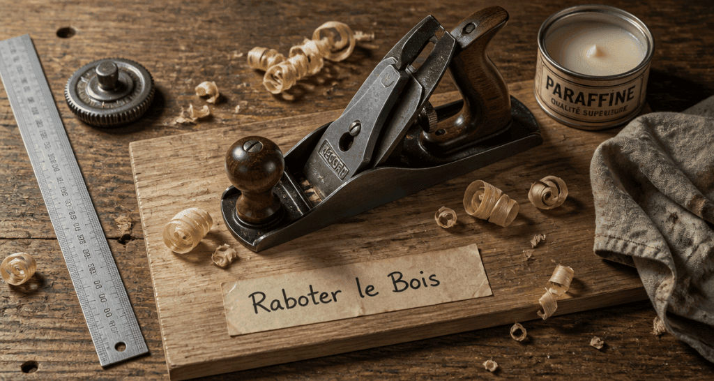 raboter bois établi copeaux réglage