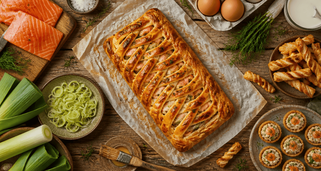 recette avec de la pate feuilletee tresse saumon poireaux