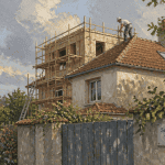 surélévation maison et voisinage scène urbaine