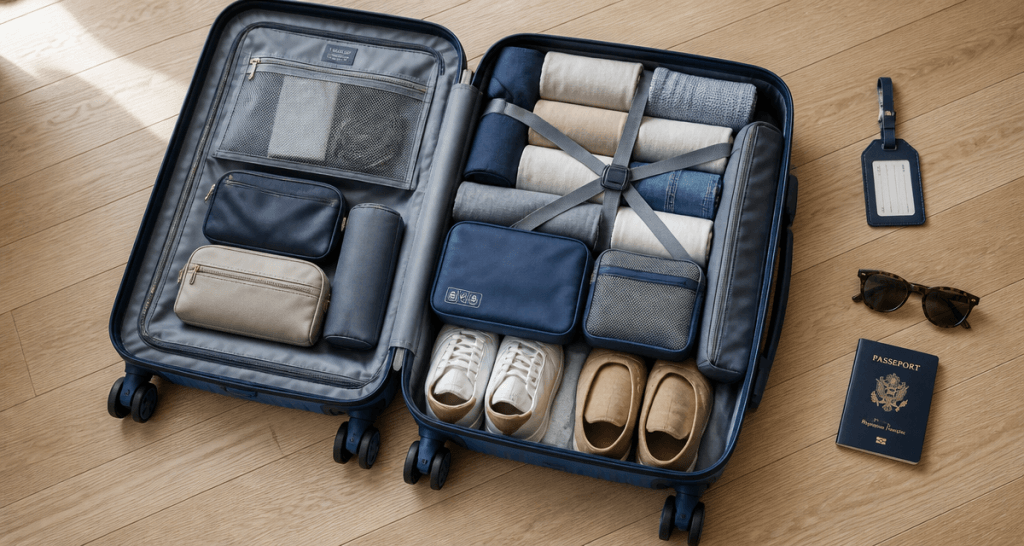 valise moyen sejour ouverte avec vetements