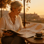 voyager seule femme 50 ans terrasse café