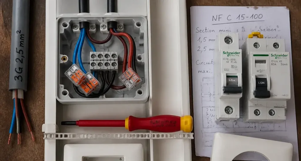 Comment brancher un radiateur électrique : bornier et serre-câble en gaine technique