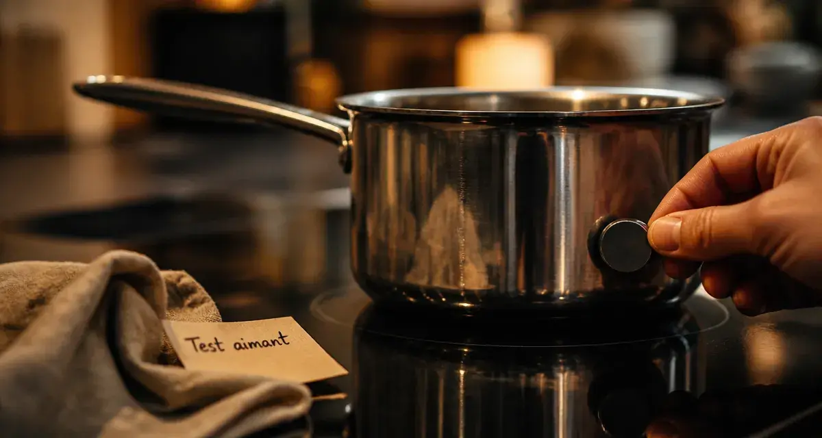 Comment reconnaitre une plaque induction et vitrocéramique : test aimant sur casserole