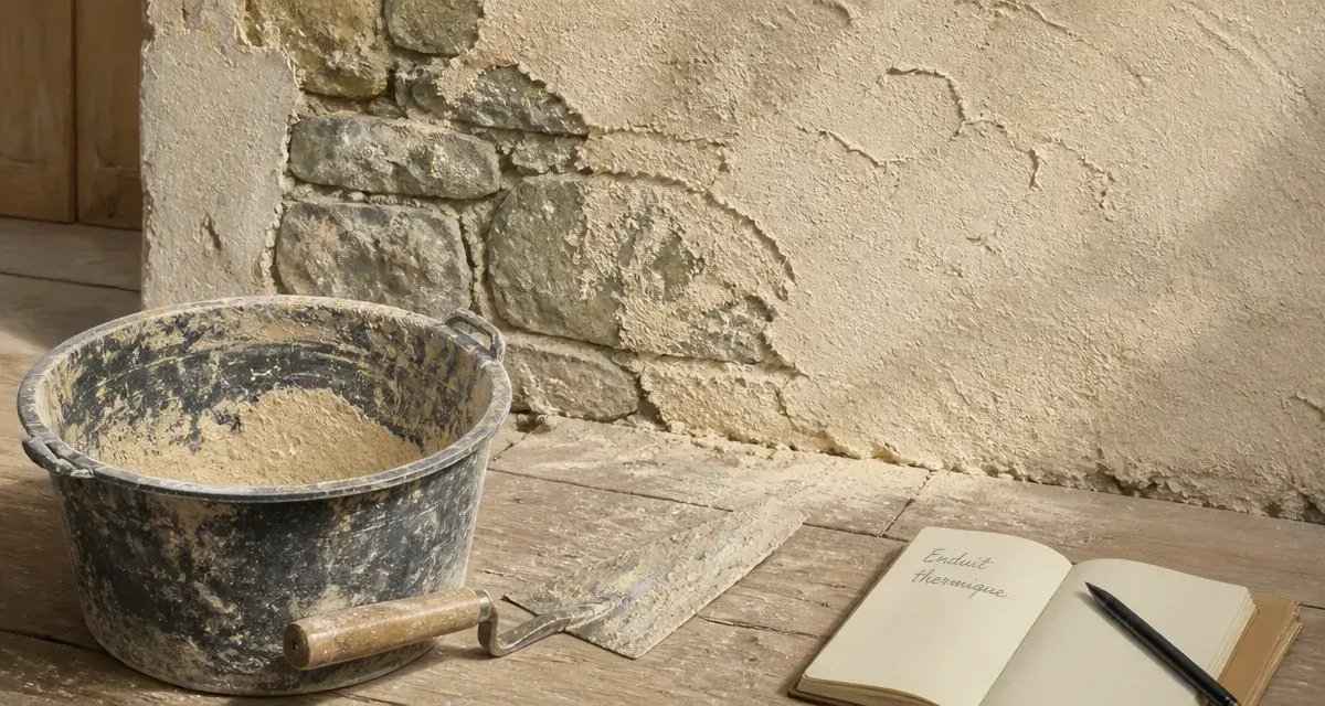 Enduit correcteur thermique sur mur en pierre : 3 à 6 cm