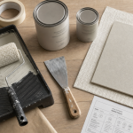 Guittet satinea velours : rouleau velours, bac peinture et mur micro-texture