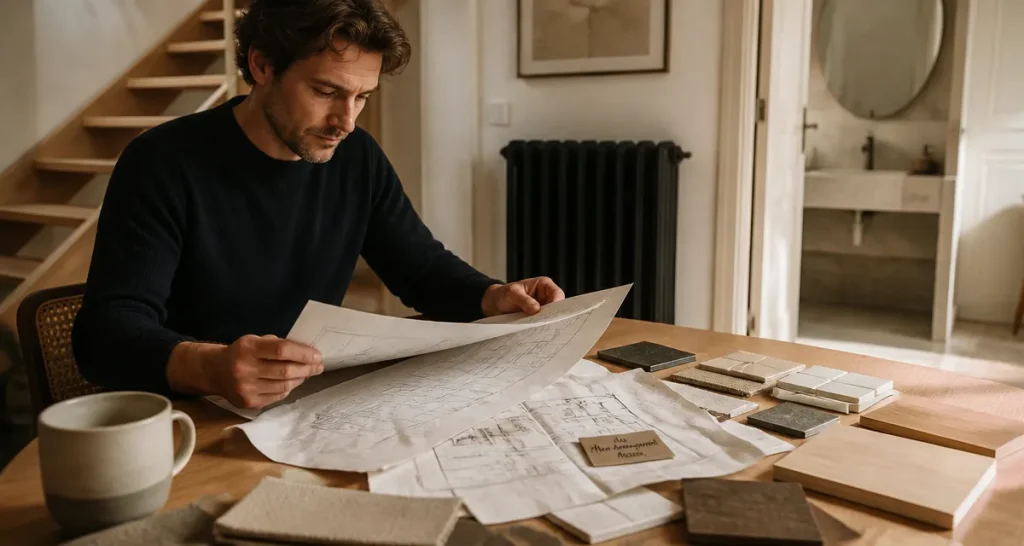 Mon amenagement maison : architecte d’intérieur et salon lumineux avec plans