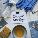Nettoyer peinture sur carrelage : éponge, spatule et eau savonneuse pour préserver l’émail