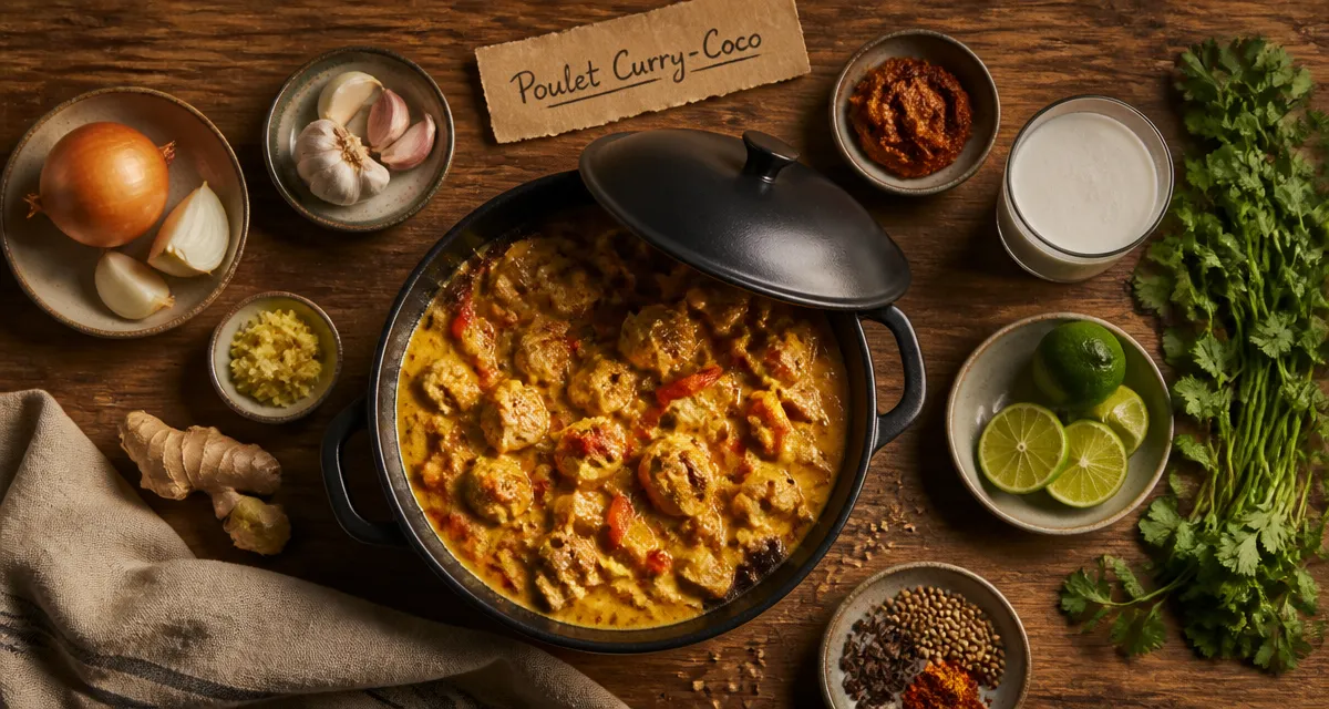 plat a base de poulet curry coco