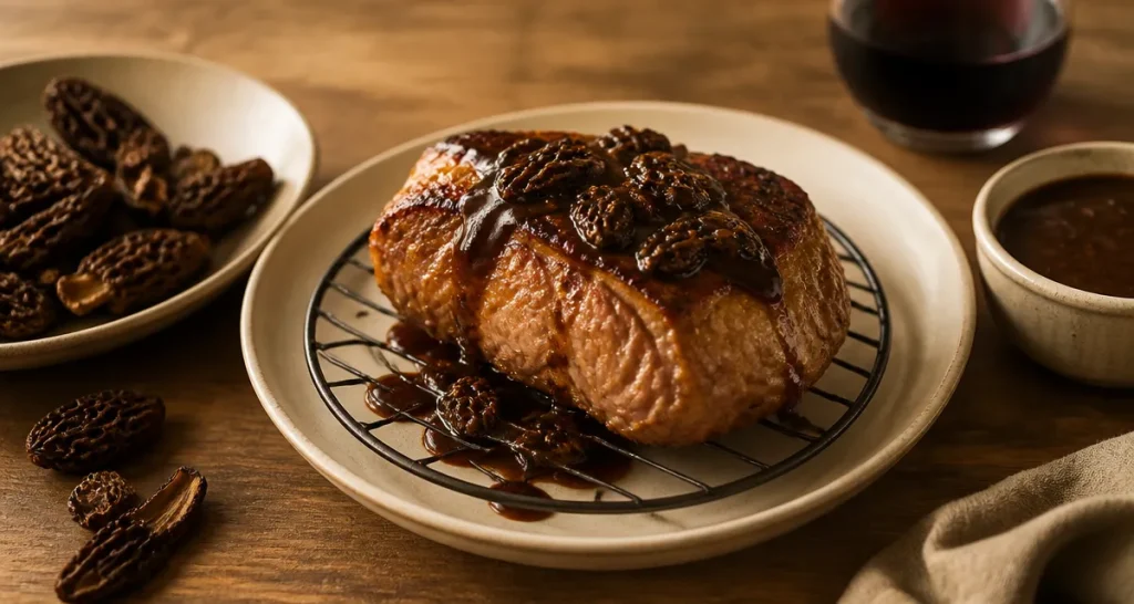 Recette filet mignon de veau gastronomique aux morilles, filet doré et sauce aux morilles