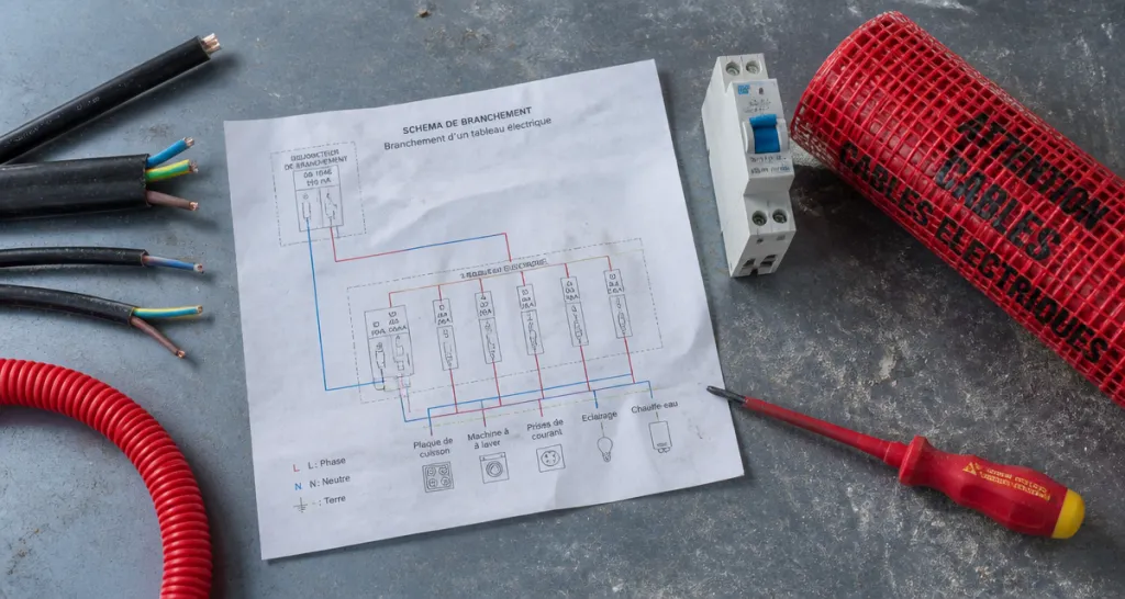 schéma branchement avant compteur edf sur plan de travail