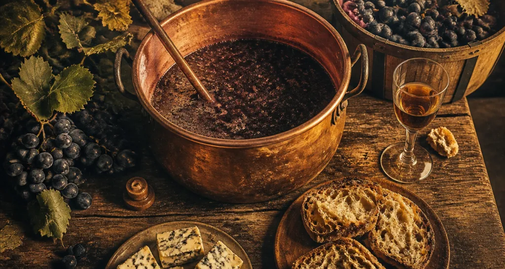 vin cuit apéritif français sur table rustique