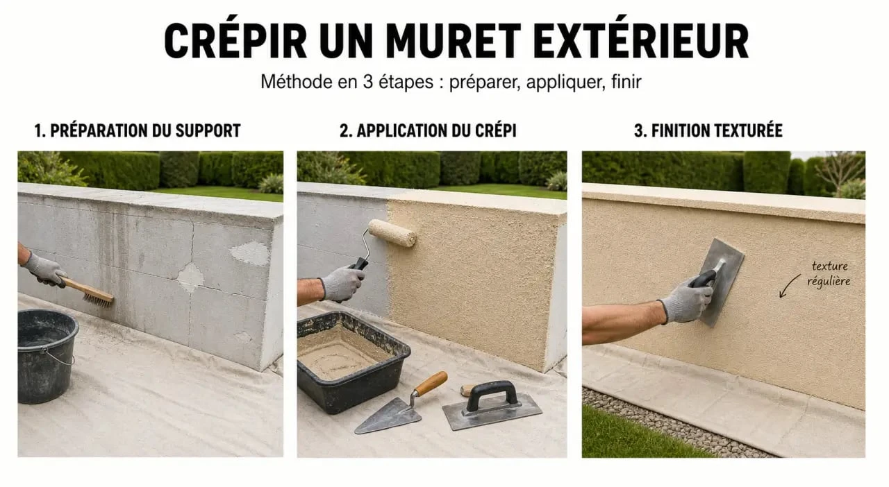 Crépi muret extérieur : étapes de préparation et d’application sur un muret de jardin