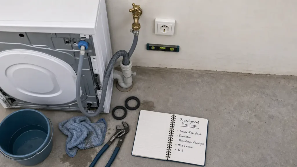 lave linge branchement : arrivée d’eau et évacuation à 65-100 cm