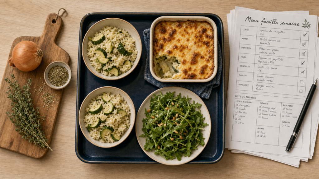 Menu famille semaine 7 jours : repas et liste de courses