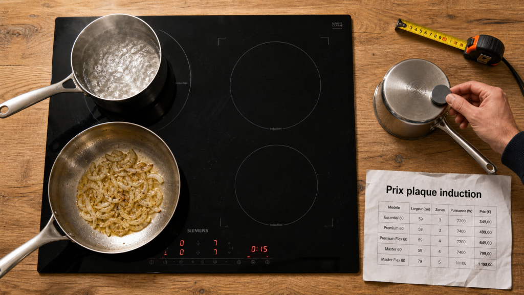 Prix plaque induction : plaque noire 2 à 4 foyers, commandes tactiles