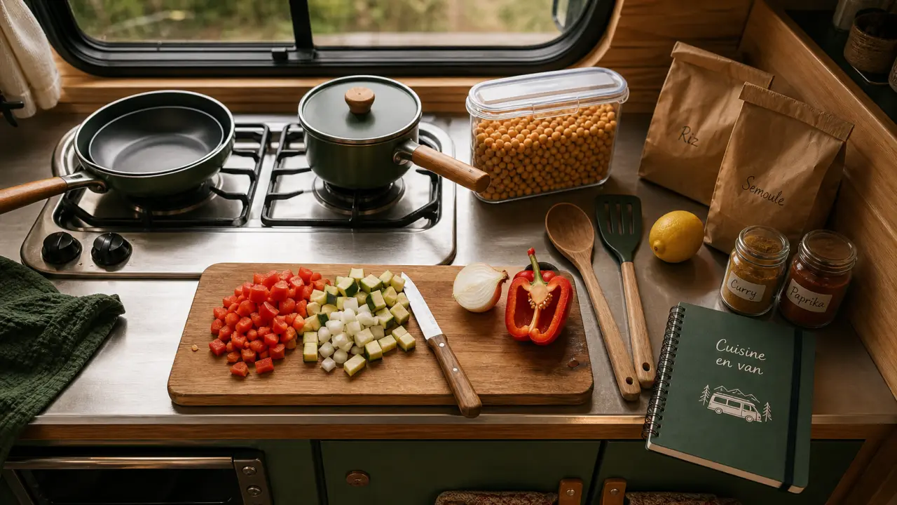 80 recettes en van et camping car : cuisine à deux feux, peu de vaisselle