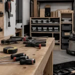 Aménagement atelier bricolage : établi et aspirateur de chantier pour réduire la poussière
