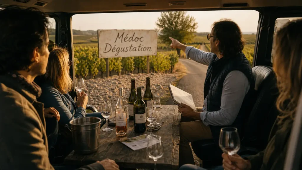 Bordeaux journée balade gourmande et vignobles du médoc : minivan et dégustation