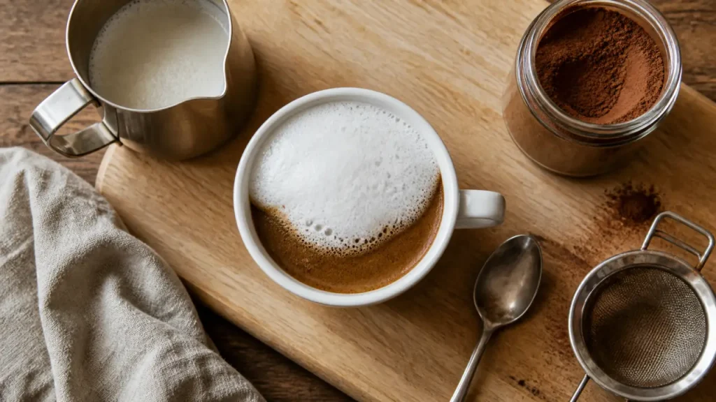 Cappuccino maison : 150 ml de lait, 1 espresso et une mousse qui tient