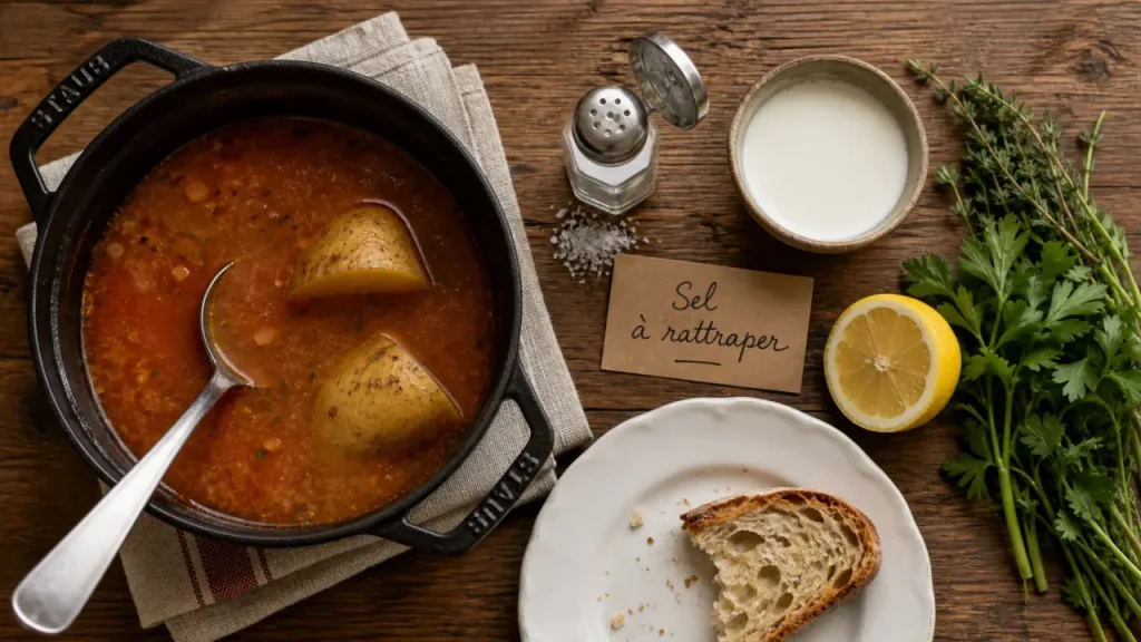 Comment rattraper un plat trop salé : bouillon et pommes de terre, sel à rattraper