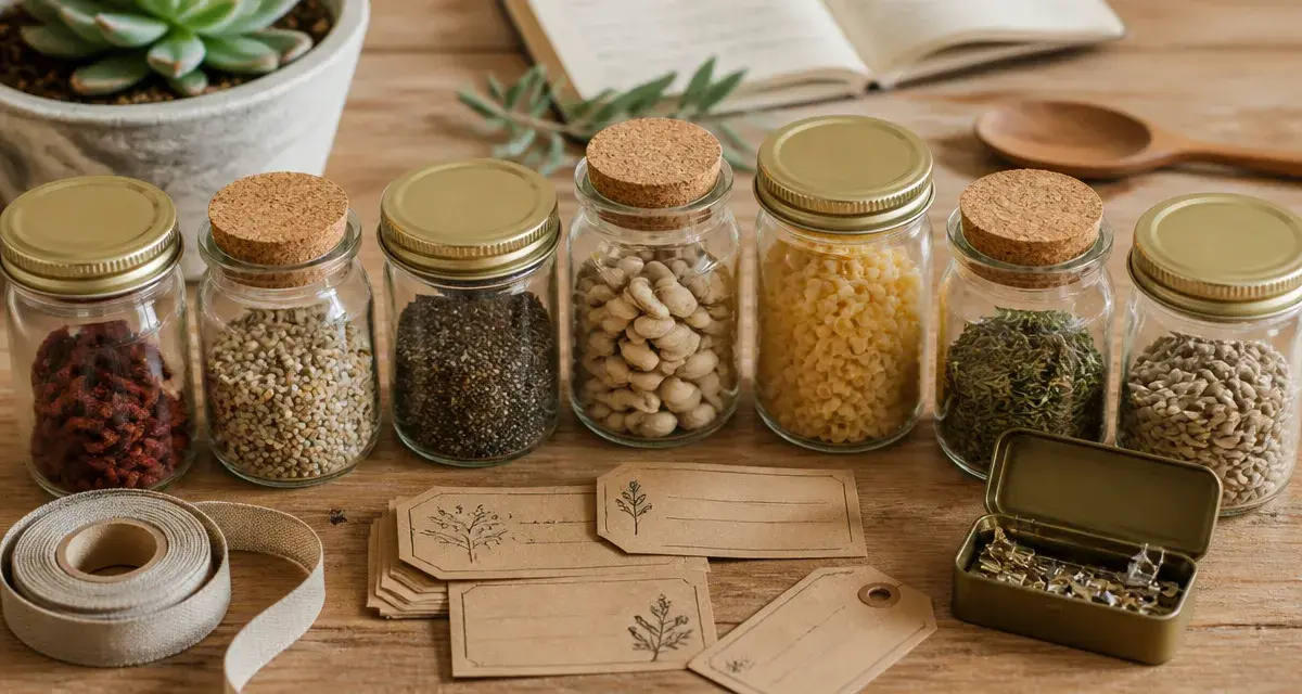 Deco bocaux : bocaux en verre décoratifs sur table