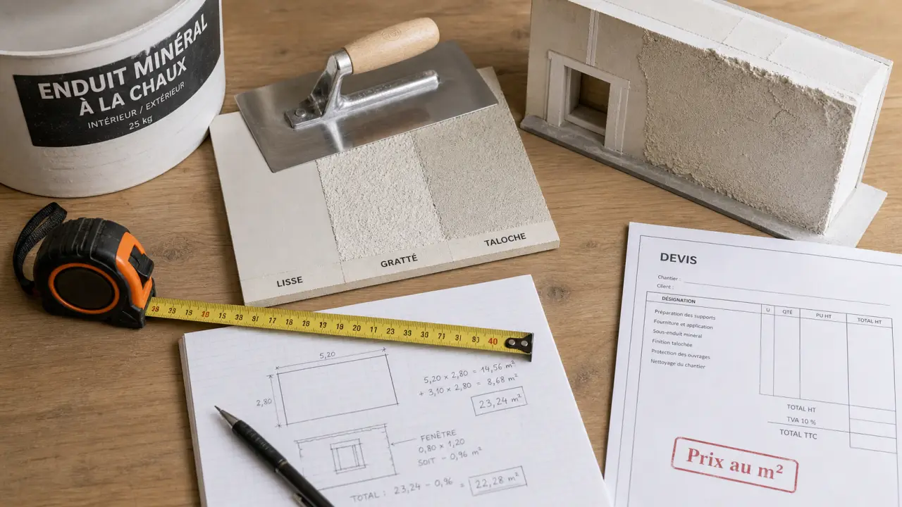 Enduit prix m2 façade et intérieur : calcul au m²