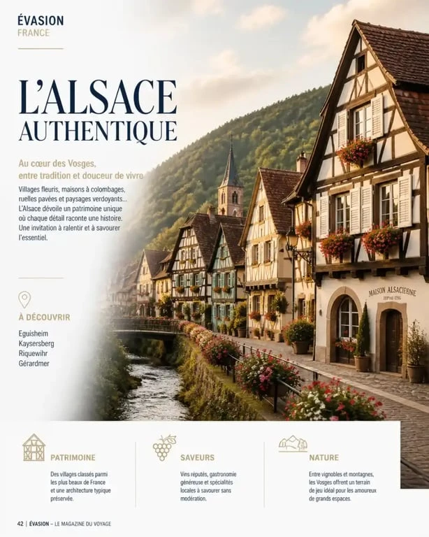 Village typique des Vosges avec maisons à colombages, exemple des plus beaux villages de France dans les Vosges