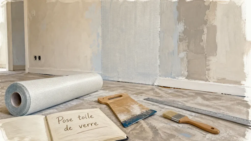 Toile de verre murale : préparer le support, maroufler sans bulles et peindre après 24 h