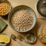 Préparation pois chiche : pois chiches trempés et cuits sans sel