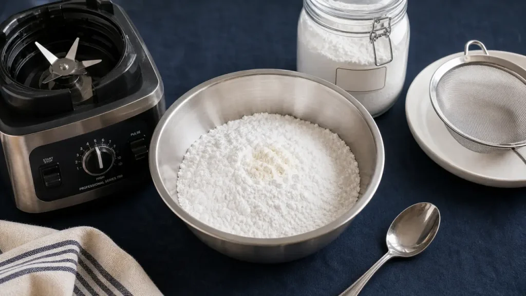 Recette de sucre glace maison : 2 minutes, 3 % de fécule et une poudre fine