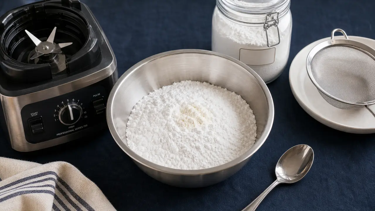 Recette sucre glace maison : sucre en poudre fine et fécule