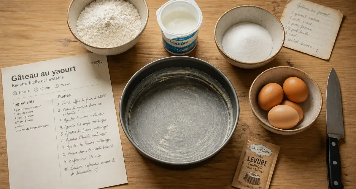 Recettes faciles pour debutants : gâteau au yaourt sans stress, ingrédients