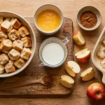 Recettes avec pain rassis : demi-baguette dans un bol, œufs et lait