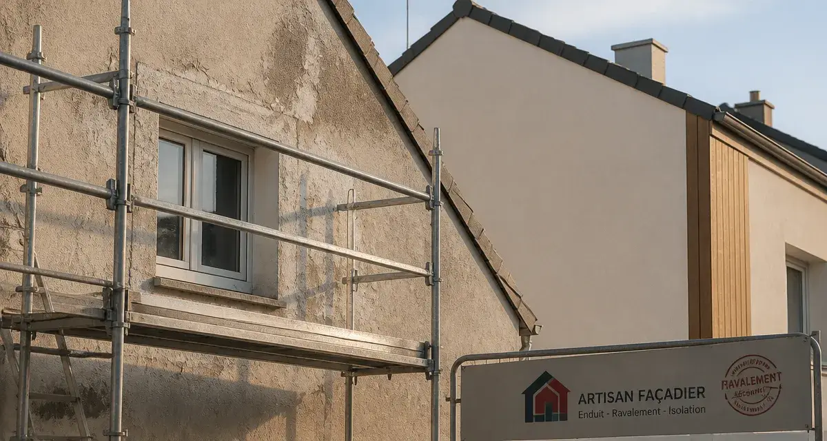 Solutions rénover ou embellir façade : pignon ravalé, enduit neuf et peinture écaillée