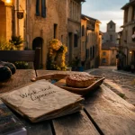 Week end autour de lyon : carnet et ruelles pavées en pierre au soir