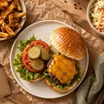 Cuisine americaine recettes : burger maison, frites et coleslaw