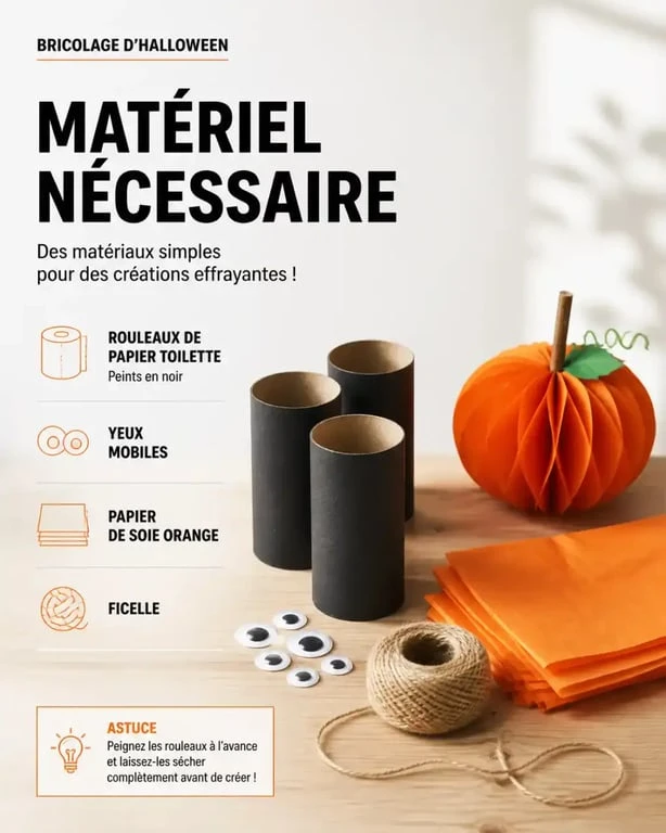 Matériel nécessaire pour un bricolage facile d'Halloween avec des enfants